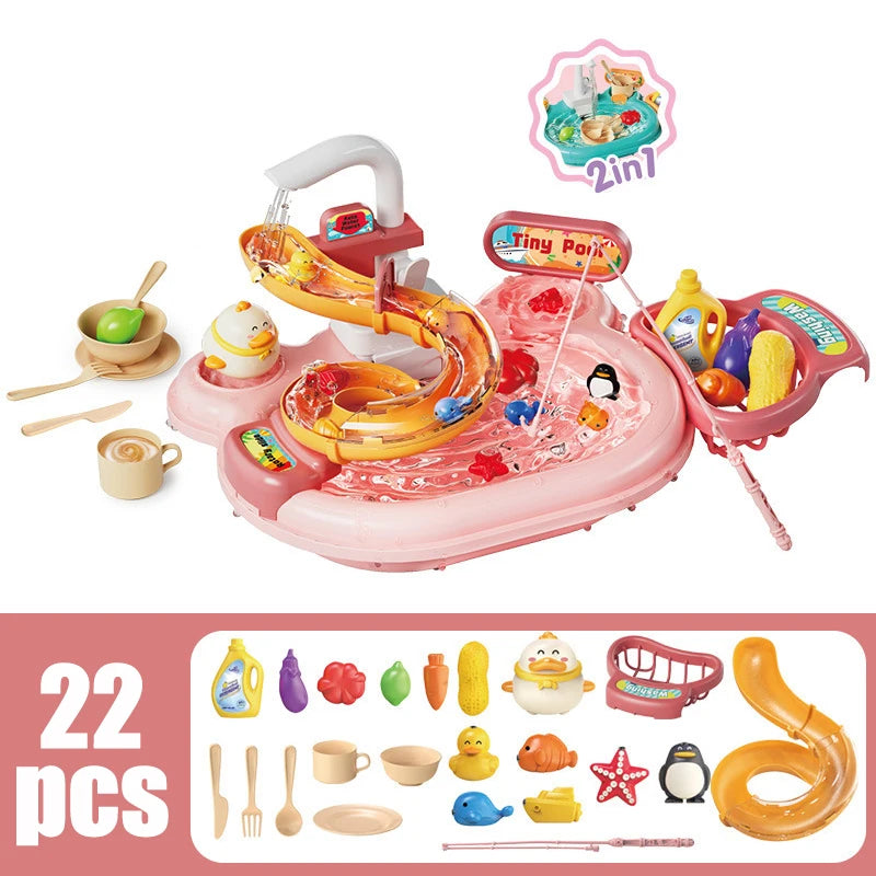 Pretend Play Dishwashing Slide Fishing Toy