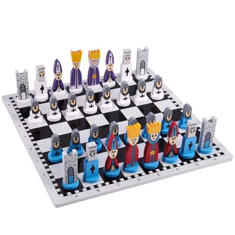 Cartoon Wooden Chess Set for Kids