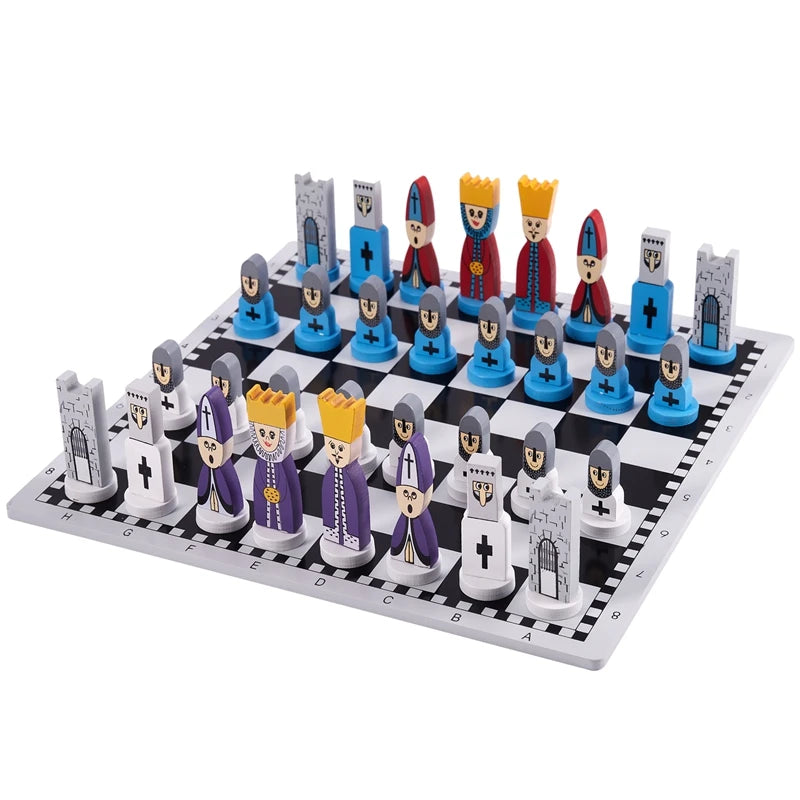 Cartoon Wooden Chess Set for Kids